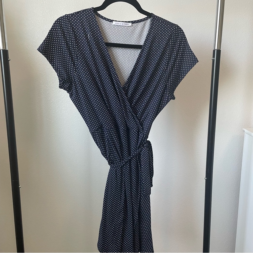 Chris & Carol Navy Polka Dot Midi Dress
